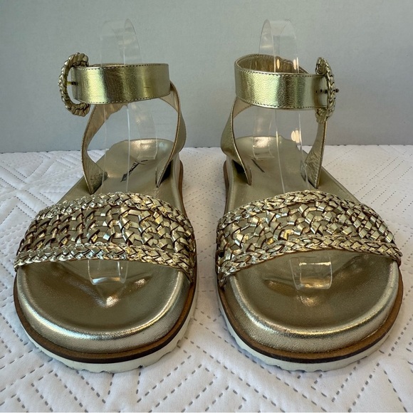 Anthropologie Woven Sandals In Gold Size 39 - Picture 4 of 10